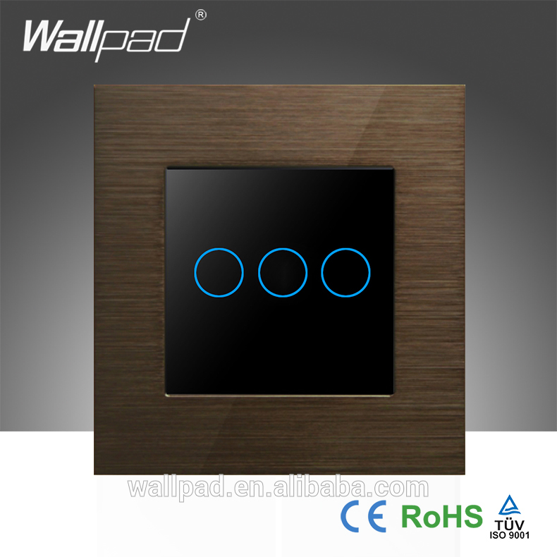 Bs saso が承認wallpad eu英国ブラウン メタル フレーム led バック ライト 3 ギャング タッチ スクリーンウォールライトスイッチ-問屋・仕入れ・卸・卸売り