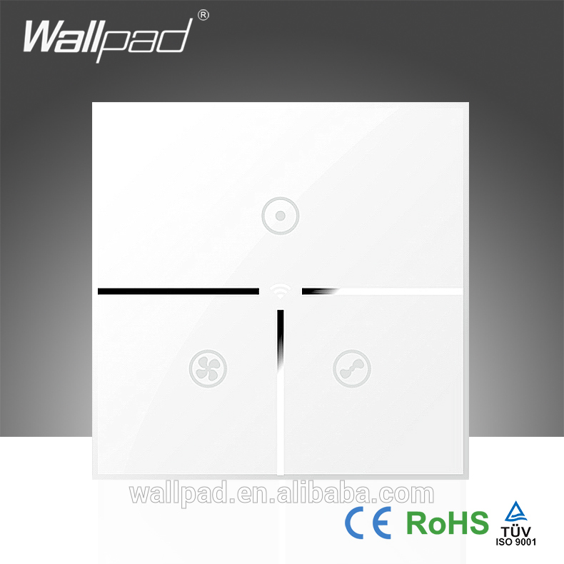 熱い販売wallpad白ガラスled 110〜250ボルトワイヤレス3 gang wifi電気電源遠隔制御速度ロータリーファン壁スイッチ-壁スイッチ問屋・仕入れ・卸・卸売り