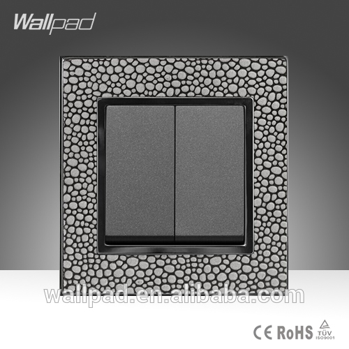 新しい デザイン wallpad高級パール レザー英国スタンダード 2 ギャング片道電気壁スイッチ-壁スイッチ問屋・仕入れ・卸・卸売り