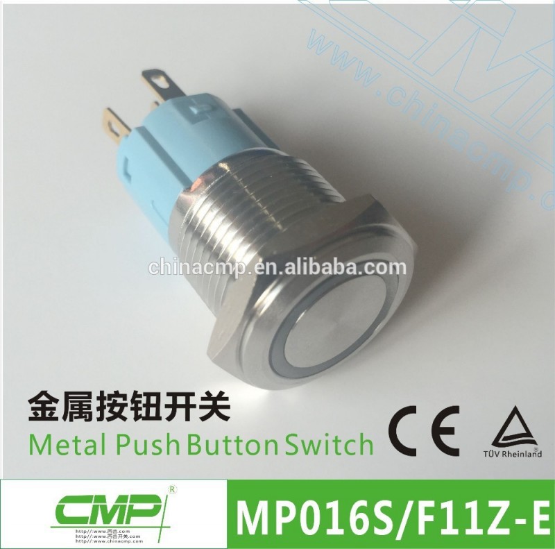 250ボルト3a 16ミリメートルフラットヘッドリセットプッシュボタンで12ボルト赤または緑led-押しボタンスイッチ問屋・仕入れ・卸・卸売り