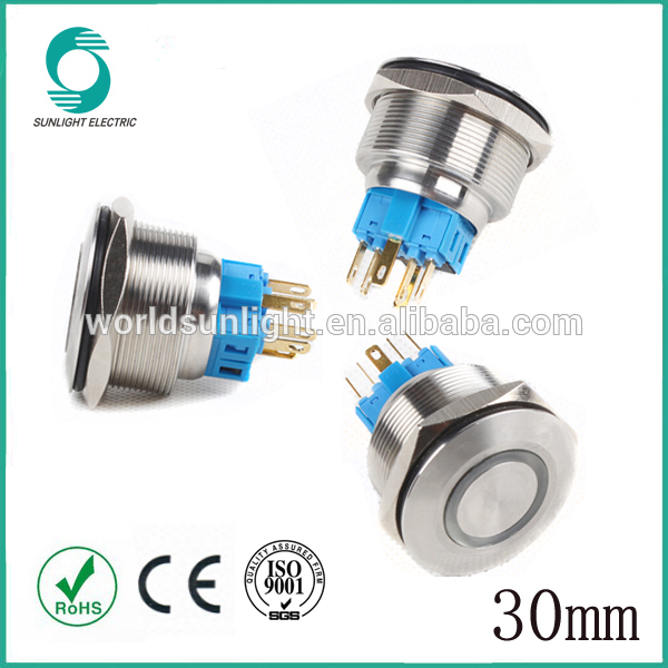 ledのタイプ30mm6v12v24v220v照らされたラッチングか、 または瞬間的な61224220ボルトステンレス鋼のプッシュボタン押しボタンスイッチ-押しボタンスイッチ問屋・仕入れ・卸・卸売り