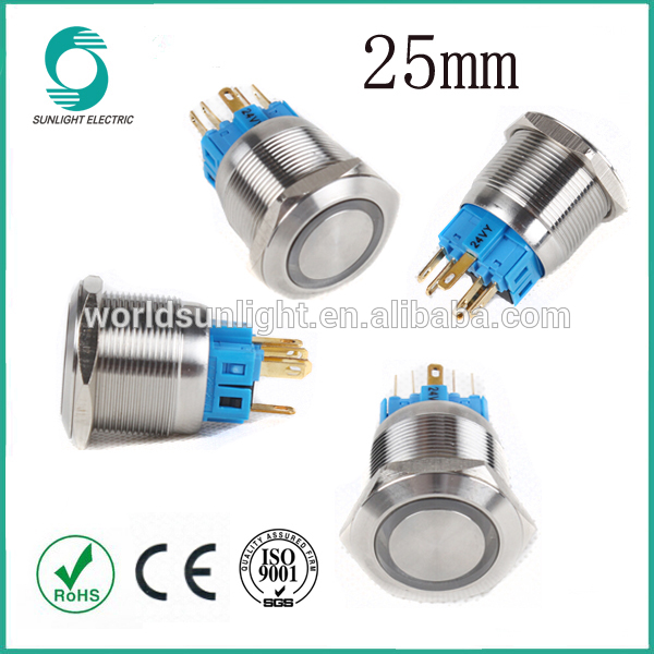 ledのタイプ25mm6v12v24v220v照らされたラッチングか、 または瞬間的な61224220ボルトステンレス鋼のプッシュボタン押しボタンスイッチ-押しボタンスイッチ問屋・仕入れ・卸・卸売り