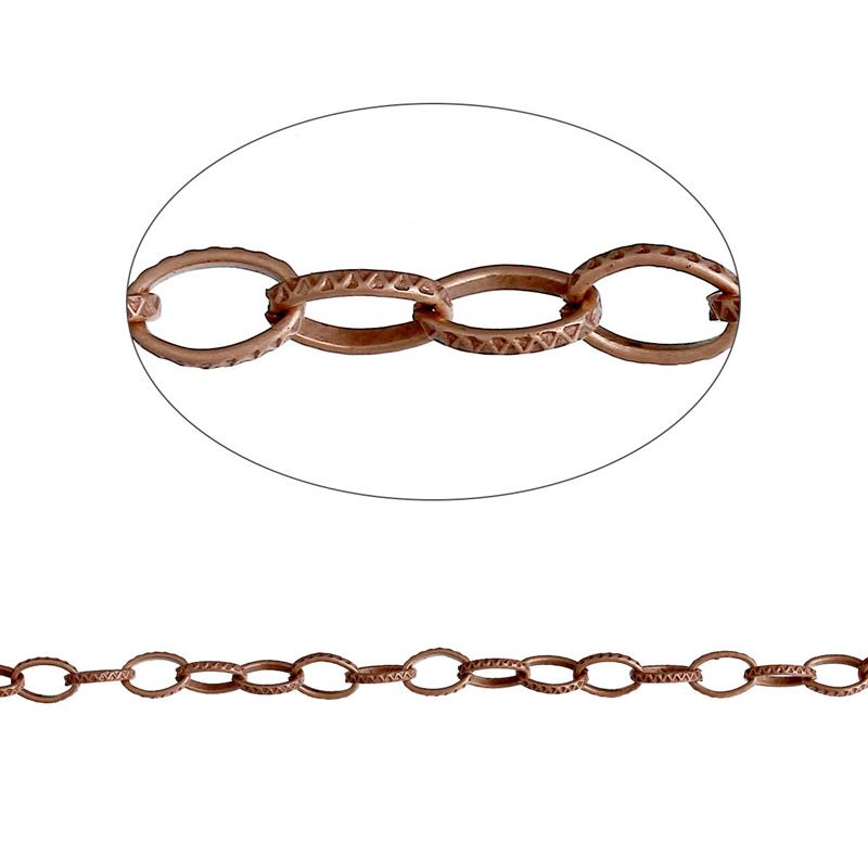 テクスチャオーバルリンクケーブルチェーンの所見アンティーク銅8mm( 3/8") x5.5mm( 2/8")、 5m-制動チェーン問屋・仕入れ・卸・卸売り