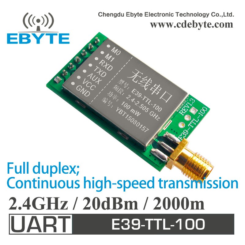 全二重無線通信E39-TTL-100 uart 2キロメートル20dbmの2.4 ghzワイヤレスrfトランシーバモジュール-集積回路問屋・仕入れ・卸・卸売り