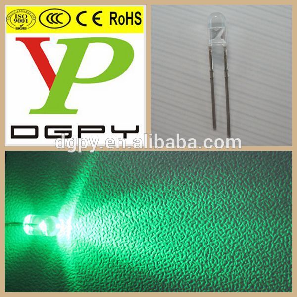 緑の光白電球　3mm光- 発光ダイオードledライト-ダイオード問屋・仕入れ・卸・卸売り