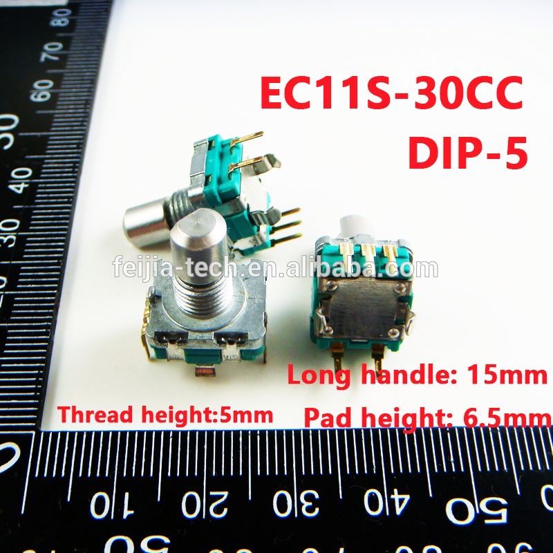エンコーダec11s 30cc 6.5ミリメートルロータリーエンコーダコードスイッチデジタルポテンショメータでスイッチパルス30ccパッドheigth 6.5メートルDIP-5 SMD-5-ポテンショメータ問屋・仕入れ・卸・卸売り