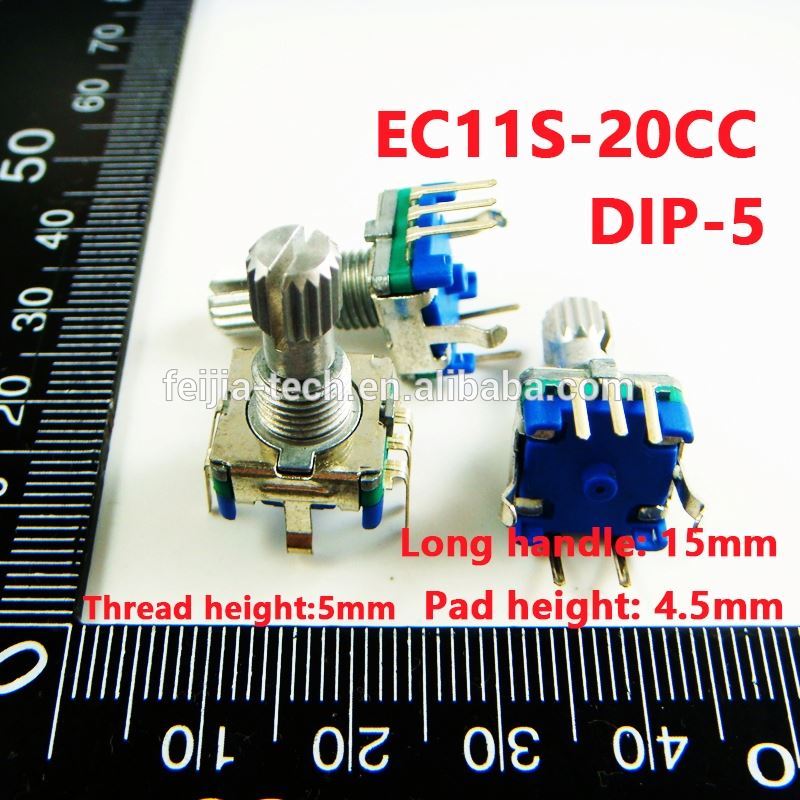 エンコーダec11s 20cc 4.5ミリメートルロータリーエンコーダコードスイッチデジタルポテンショメータでスイッチパルス20ccパッドheigth 4.5メートルDIP-5 SMD-5-ポテンショメータ問屋・仕入れ・卸・卸売り