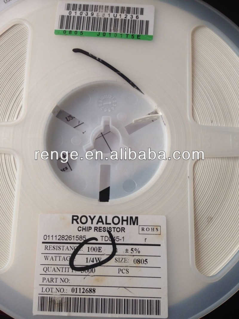 チップ抵抗器0805100e5％1/4w0.25wロイヤル0805100r5％オームの抵抗-抵抗体問屋・仕入れ・卸・卸売り