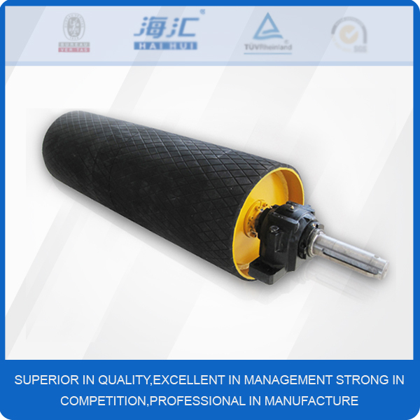 Conveyor bend pulley with diamond rubber lagging-資材運搬機械部品問屋・仕入れ・卸・卸売り