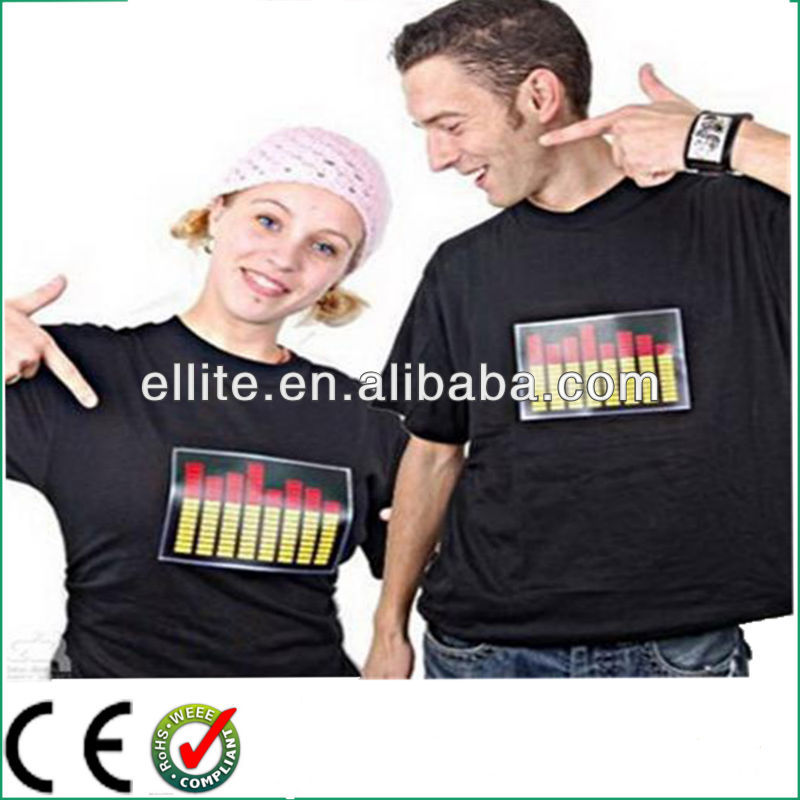 100%綿サウンドアクティブアイテムバッテリーライトアップ服-Tシャツ問屋・仕入れ・卸・卸売り