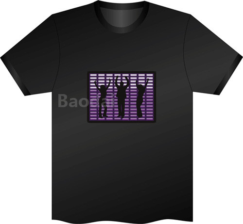 El tシャツサウンド活性点滅のtシャツライトアップダウンミュージックパーティーイコライザーled tシャツ交換可能な短い黒tシャツ-Tシャツ問屋・仕入れ・卸・卸売り