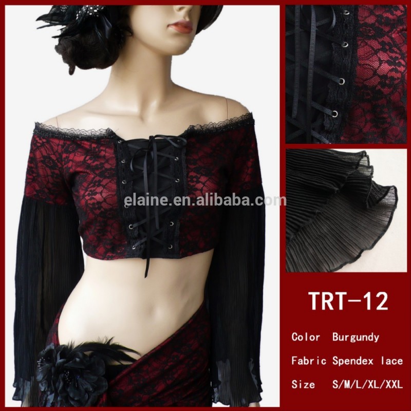 アラビアンスタイルベルベットベリーダンストップ( trt- 12)-作業着問屋・仕入れ・卸・卸売り