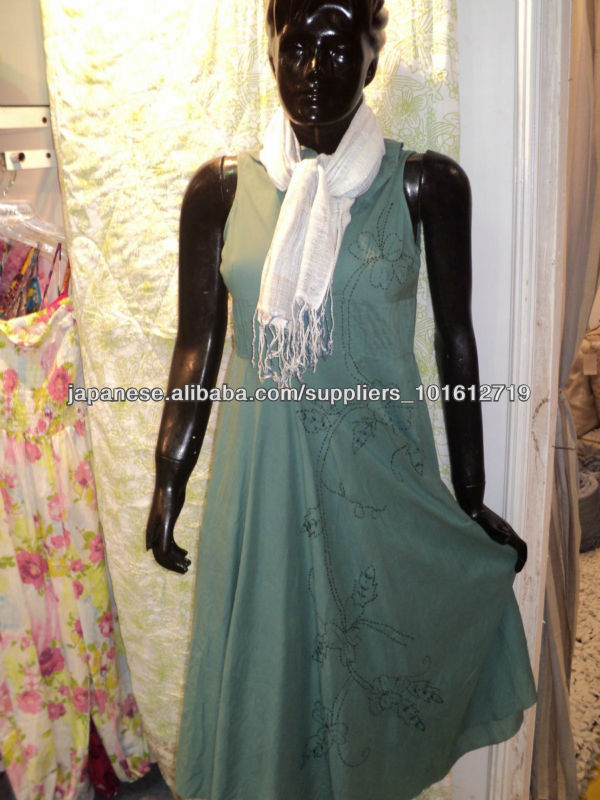 COTTON DYED JAIPUR DRESS WITH EMBROIDERY FOR WOMENS GIRLS JAPANESE COLORS DYED AVAILABLE JAPANESE SIZES JAPANESE KIMONO DRESSES-プラスサイズドレス、スカート問屋・仕入れ・卸・卸売り