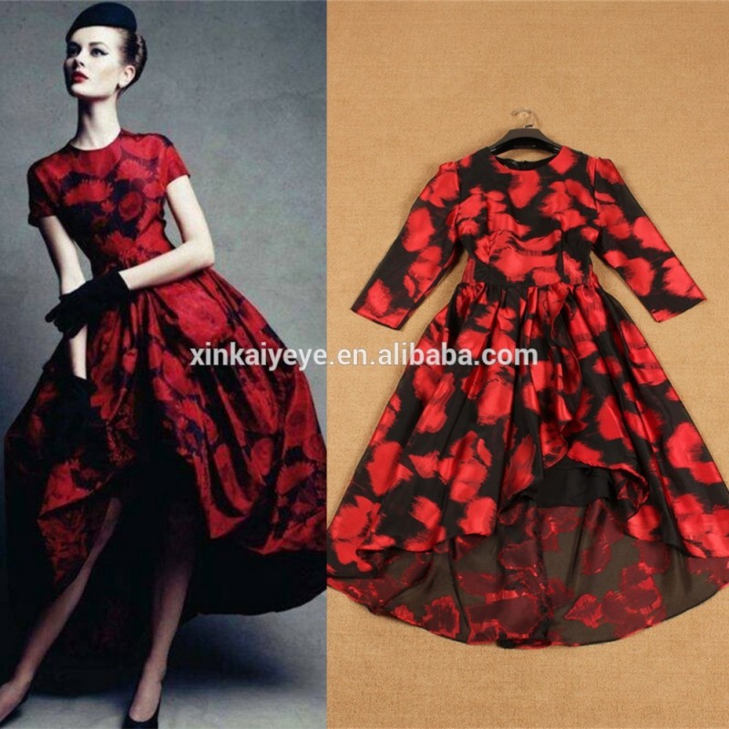新しい到着の2015トップファッション品質のボールガウン袖3/4赤蟻のデザイナーのドレス女性のための-プラスサイズドレス、スカート問屋・仕入れ・卸・卸売り