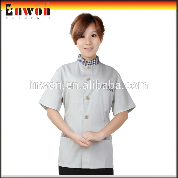 女性のカスタムホテルのハウスキーピング半袖ユニフォーム-ホテル従業員制服問屋・仕入れ・卸・卸売り