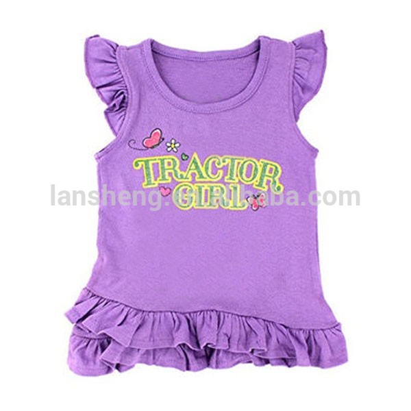 幼児の女の子0-4 tプリントフリルtシャツsoild色-ベビーシャツ、トップス問屋・仕入れ・卸・卸売り