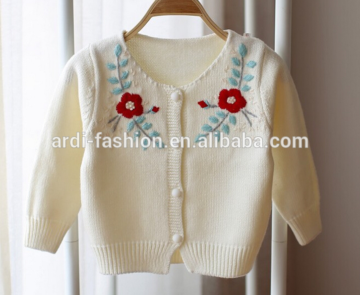 ピマ綿の花刺繍新生児赤ちゃんの女の子の幼児の衣類-ベビーセーター問屋・仕入れ・卸・卸売り