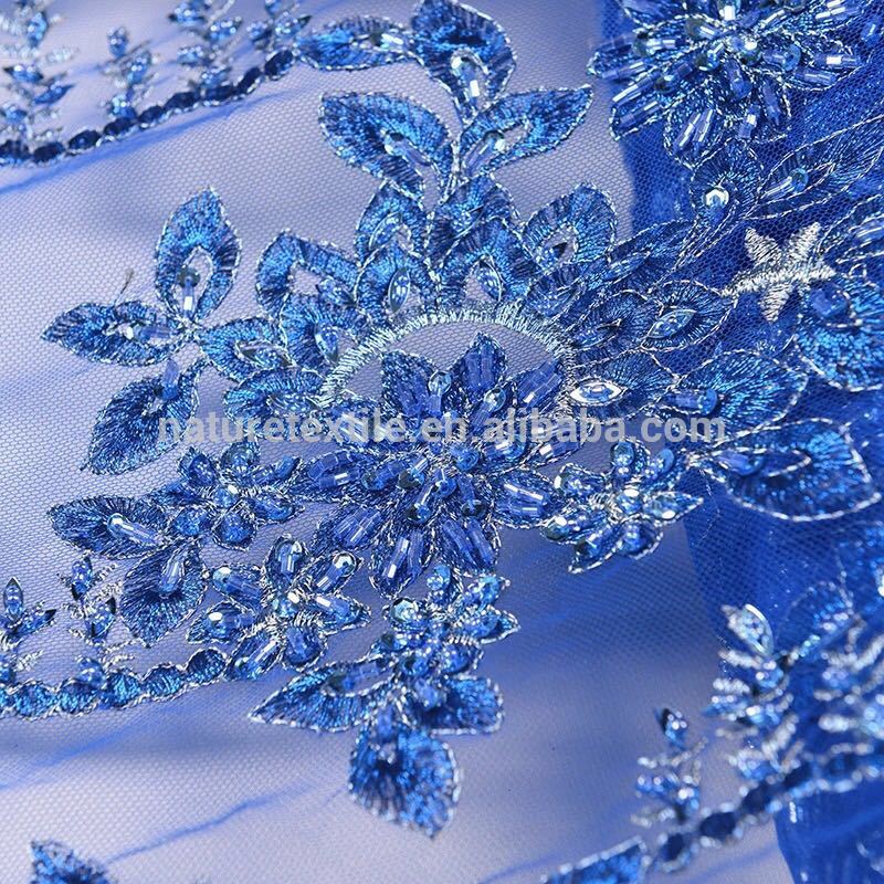 2016新しいデザインスイス刺繍ブライダルレースネット生地でビーズ/スパンコール多くの色-レース問屋・仕入れ・卸・卸売り