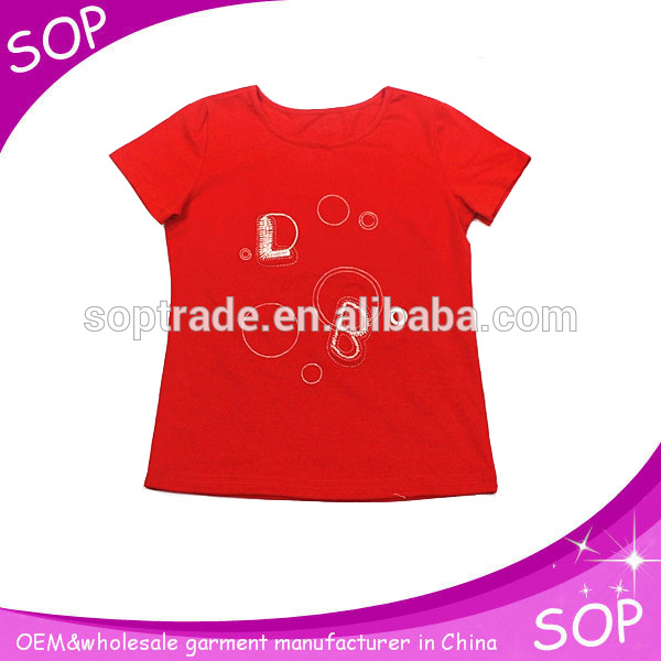 キッズ女の子半袖赤tシャツ中国サプライヤー-キッズ服　シャツ、トップス問屋・仕入れ・卸・卸売り
