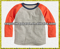 男児ロングスリーブラグランベースボールtシャツオーガニックコットン、 子供の野球のtシャツ-キッズ服　シャツ、トップス問屋・仕入れ・卸・卸売り