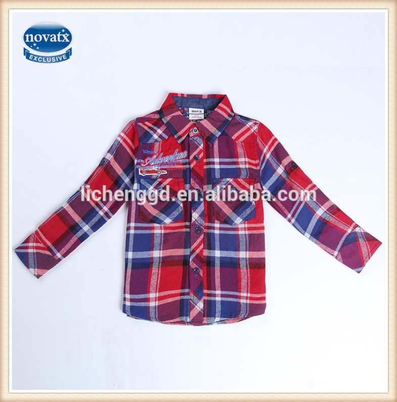 新星( a5109) の最も新しい設計チェッカーシャツ長袖シャツの少年新星の子供の男の子のシャツトップベビー-キッズ服　シャツ、トップス問屋・仕入れ・卸・卸売り