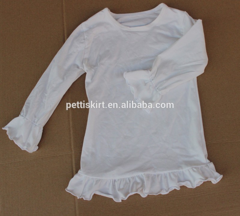 女の赤ちゃんのための厚い衣類長い袖プレーンwhteかわいい赤ん坊の衣類t- シャツ-キッズ服　シャツ、トップス問屋・仕入れ・卸・卸売り