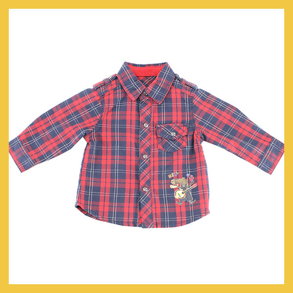 秋薄い男の子のための長い袖の格子縞のシャツ/の子供格子縞のシャツ-キッズ服　シャツ、トップス問屋・仕入れ・卸・卸売り