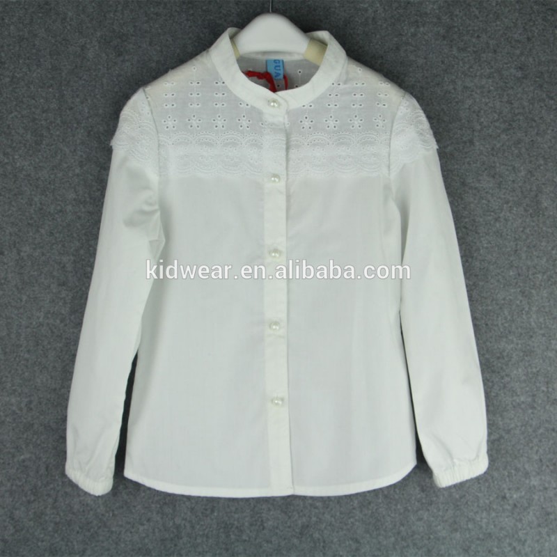 新しいスタイルの女の子のシャツの女の子制服白シャツ-キッズ服　シャツ、トップス問屋・仕入れ・卸・卸売り