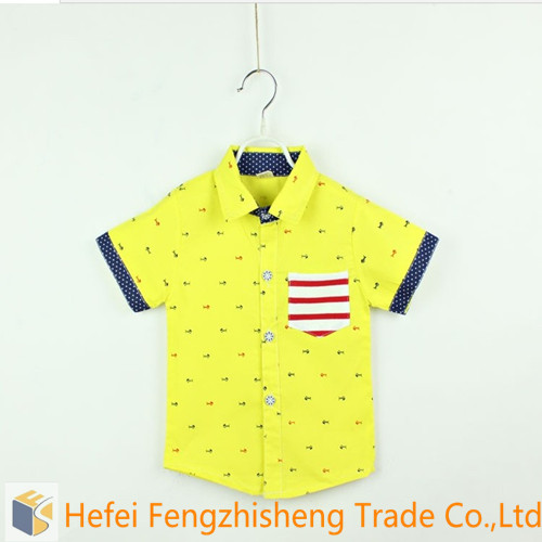 卸売韓国2014年カジュアルスタイルの男の子の短い- 長袖のシャツ-キッズ服　シャツ、トップス問屋・仕入れ・卸・卸売り