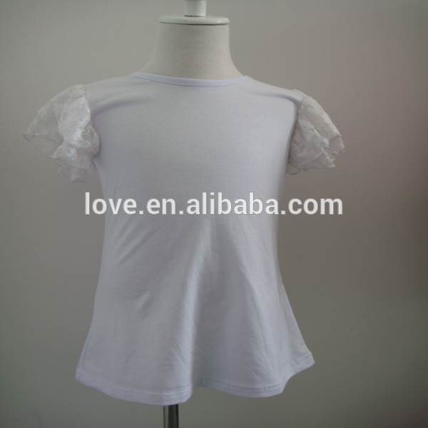 新しいファッション2014年フラッタースリーブ白いシャツ-キッズ服　シャツ、トップス問屋・仕入れ・卸・卸売り