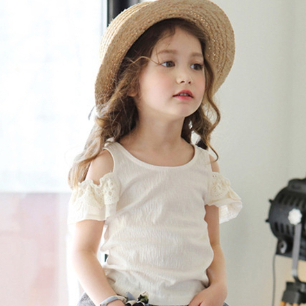 MS60394Kオフショルダーファッション韓国子供キッズ女の子トップ-キッズ服　シャツ、トップス問屋・仕入れ・卸・卸売り