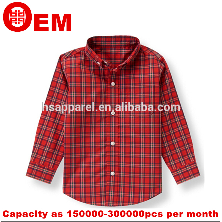 2015カジュアルな格子縞のシャツの男の子のシャツの男の子のための長い- 長袖工場のシャツ-キッズ服　シャツ、トップス問屋・仕入れ・卸・卸売り