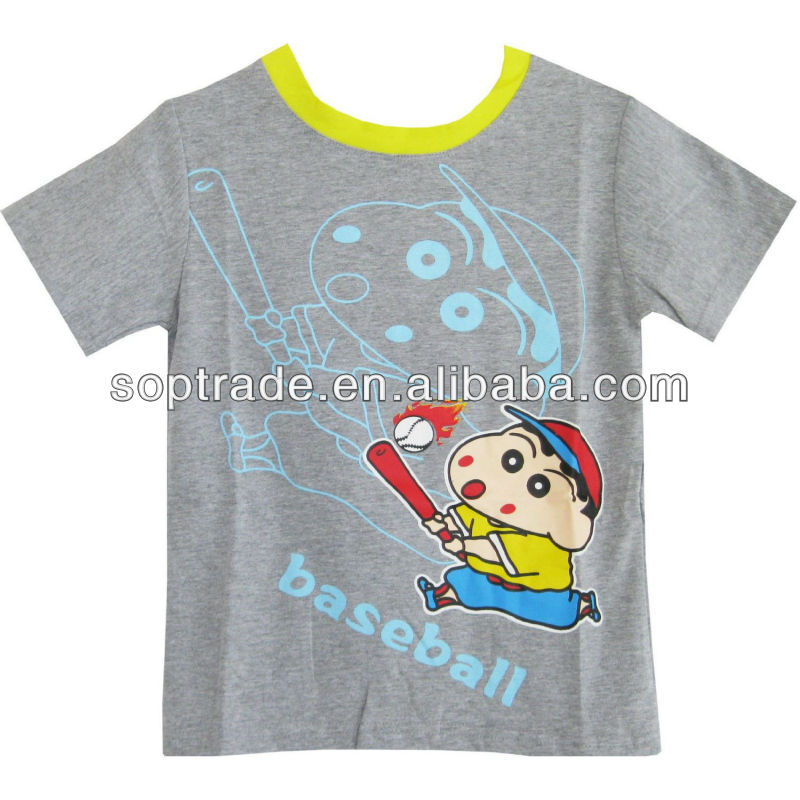 漫画のキャラクター2015ファッション灰色のカスタムt- シャツの印刷中国のサプライヤー-キッズ服　Tシャツ問屋・仕入れ・卸・卸売り