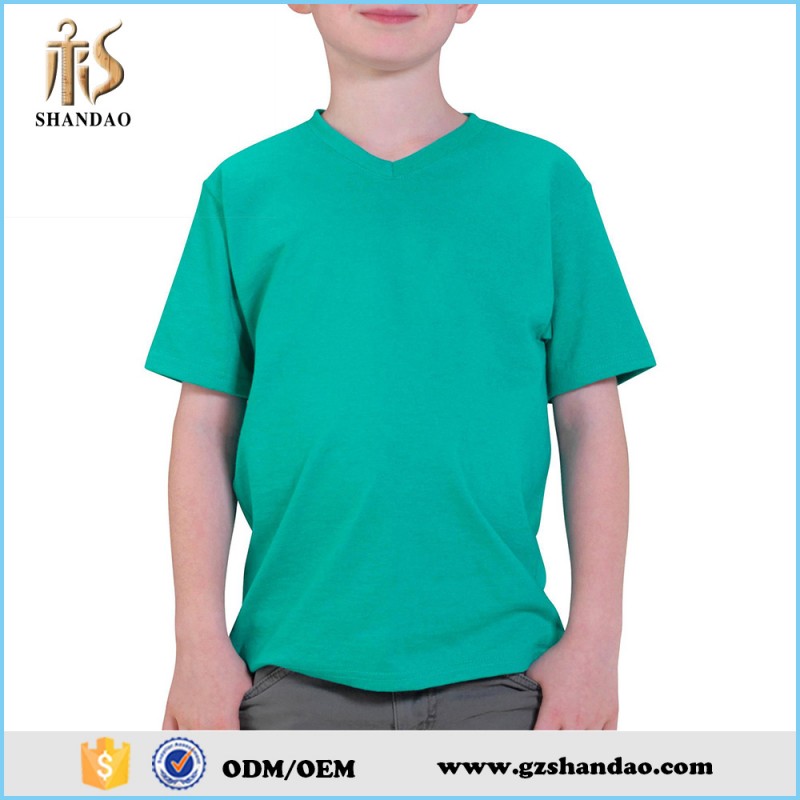 Shandao ファンシー新しい カジュアル夏空白半袖v ネック平野グリーン 180 グラム 100% コットン子供安全高可視性 Tシャツ-問屋・仕入れ・卸・卸売り