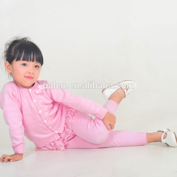 ピンクの女の子くりぬき- アップ子供の春のためのセットを編んだセーター-キッズ服　セーター問屋・仕入れ・卸・卸売り
