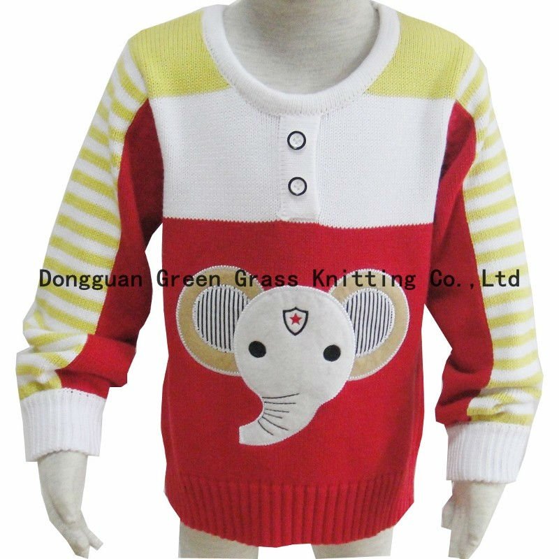 刺繍パターンが付いている子供のセーター-キッズ服　セーター問屋・仕入れ・卸・卸売り
