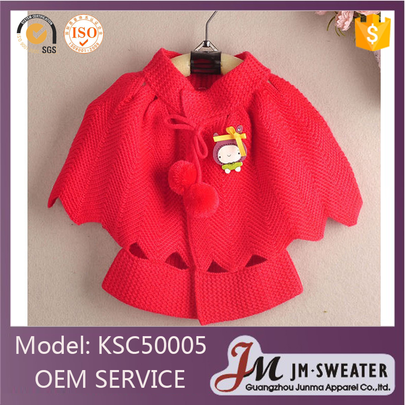 ファッショナブルな赤いセーター女の子岬服マント用赤ちゃん-キッズ服　セーター問屋・仕入れ・卸・卸売り