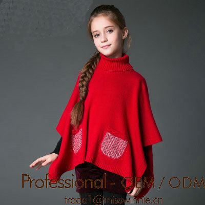 ウール手作りセーターデザイン女の子のため、バットプルオーバーセーターの女の子のセーター、ウールのセーター編み-キッズ服　セーター問屋・仕入れ・卸・卸売り