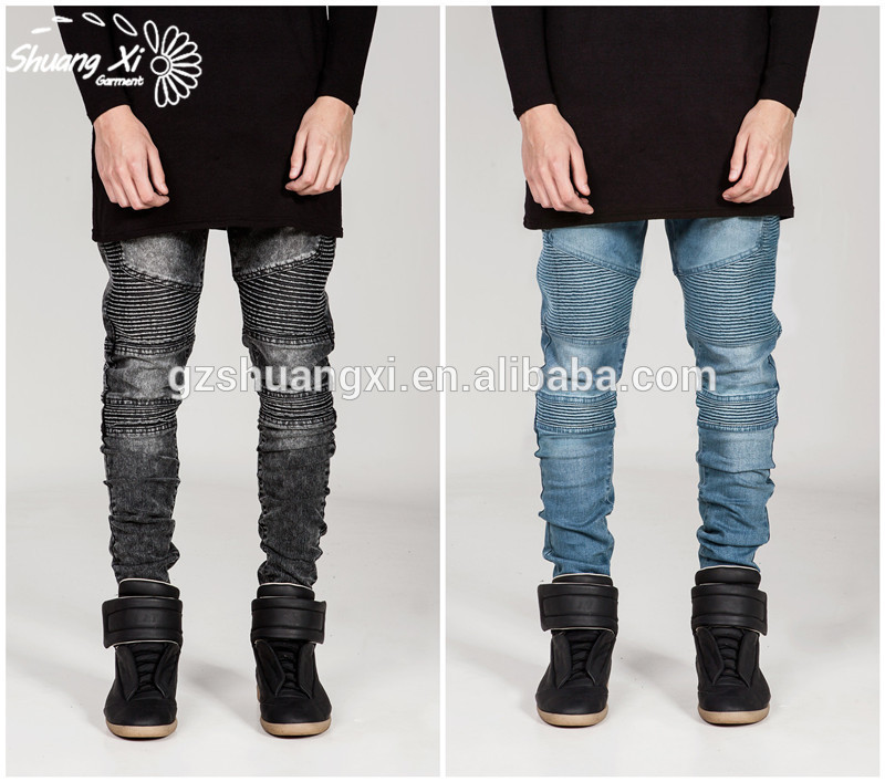 メンズバイカー青aj-men06破れたズボンのジーンズとファッションデニム2016新しいスタイル-ジーンズ問屋・仕入れ・卸・卸売り