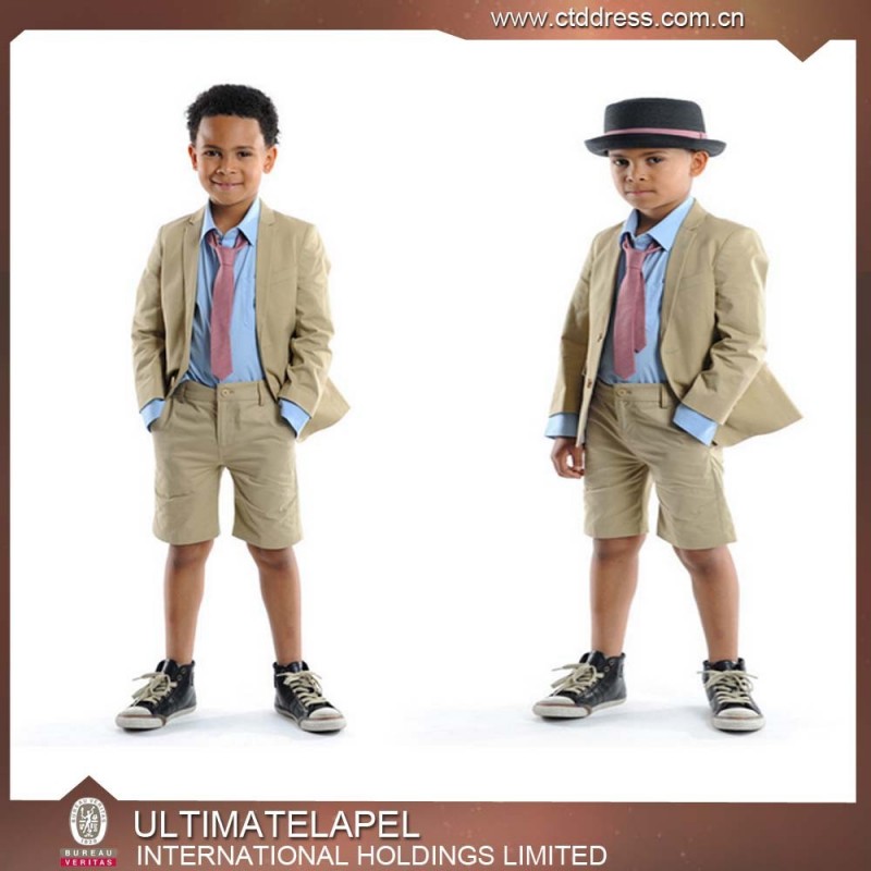 新しい高品質2015arrving男の子のためのカーキ色の綿のスーツ-スーツ、タキシード問屋・仕入れ・卸・卸売り