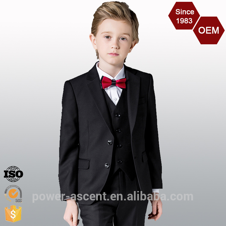 Oemのカスタムデザイン高品質クラシックフィット男の子黒ドレススーツ-スーツ、タキシード問屋・仕入れ・卸・卸売り