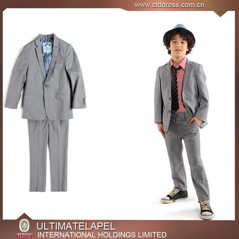 新しい高品質の100％2015arrving3個ウールのグレーの子供服-スーツ、タキシード問屋・仕入れ・卸・卸売り