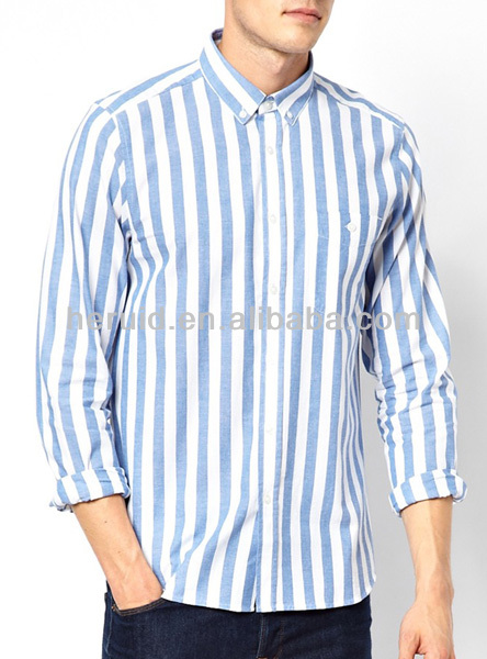 最新のファッション2015綿100％ストライプ卸売の男性のシャツ-紳士用シャツ問屋・仕入れ・卸・卸売り