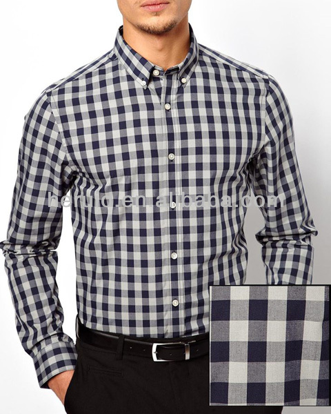 綿100％2014年チェックされ新しいデザインのシャツ-紳士用シャツ問屋・仕入れ・卸・卸売り