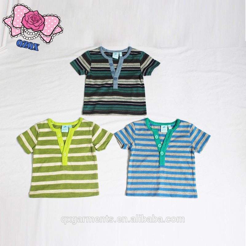 赤ちゃん男の子ストライプtシャツ夏の服-キッズ服　シャツ、トップス問屋・仕入れ・卸・卸売り