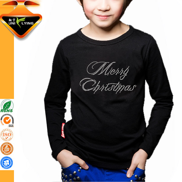 メーカー卸売tシャツ子供メリークリスマスラインストーンの転送のモチーフ-キッズ服　シャツ、トップス問屋・仕入れ・卸・卸売り