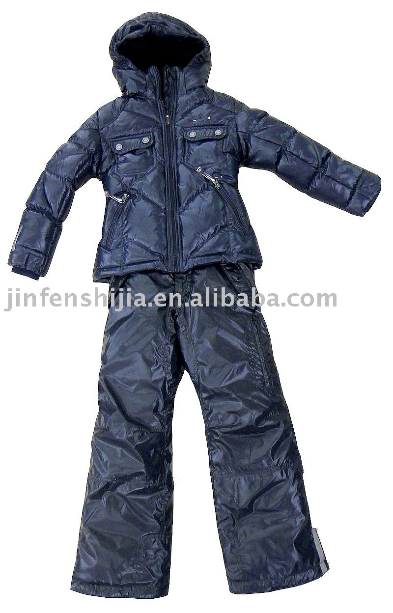 子供の冬キルトスーツ、暖かいジャケットとパンツ-キッズ服　セット問屋・仕入れ・卸・卸売り