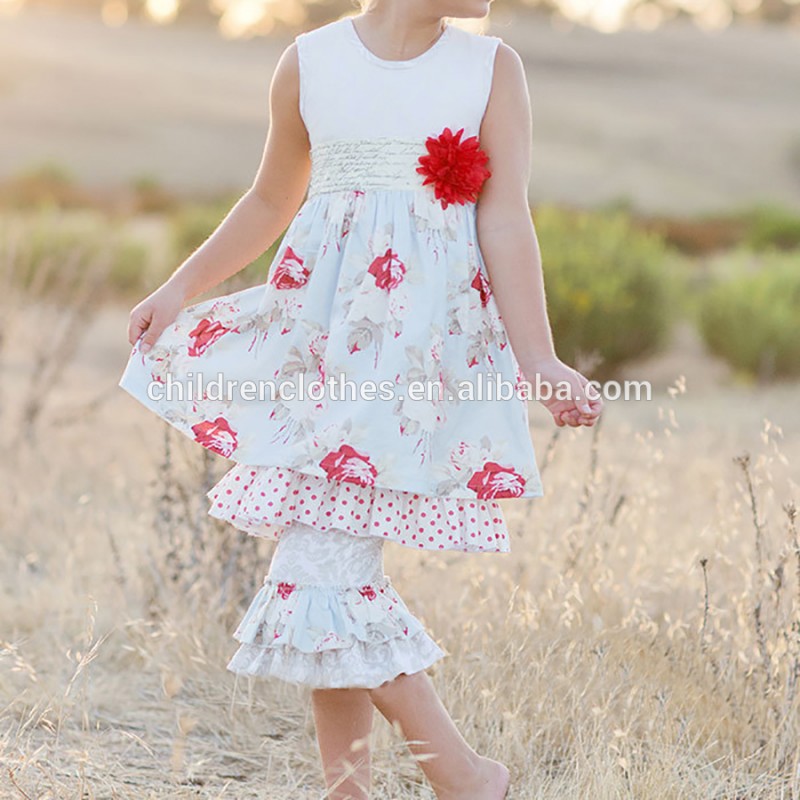 の子供服安い2015wholeslae花白い女の子のブティック衣装の子供の衣類のセット-キッズ服　セット問屋・仕入れ・卸・卸売り