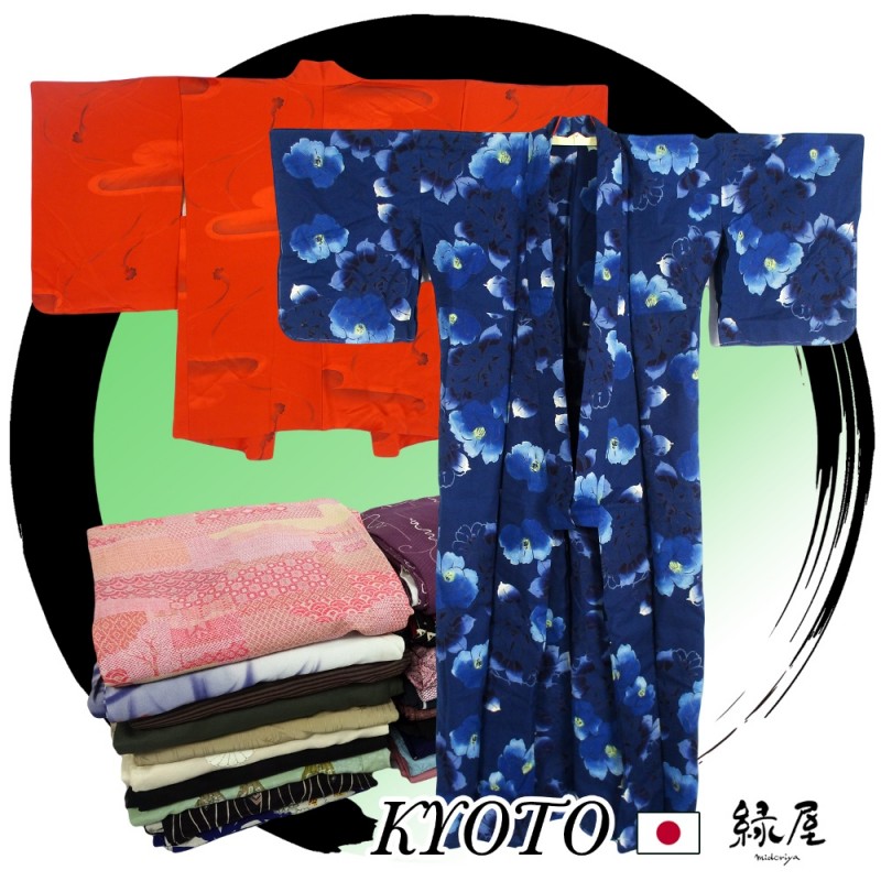 盛り合わせヴィンテージ使用布日本の伝統的な服着物-古着問屋・仕入れ・卸・卸売り