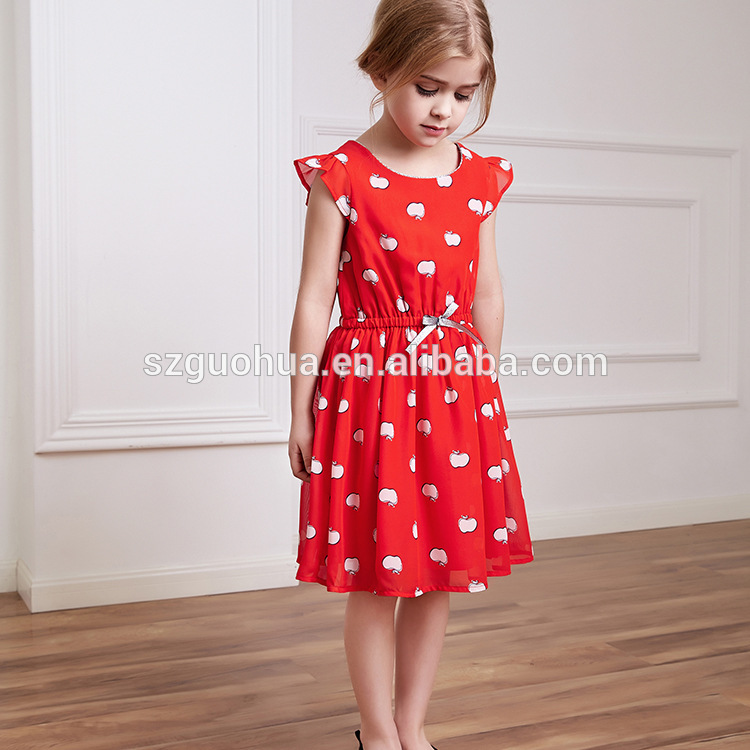 夏の子供シフォン アップル パターン ドレス 、赤ちゃん の女の子プリンセス ドレス-ジュニア服（女）ドレス問屋・仕入れ・卸・卸売り